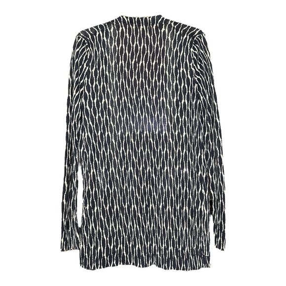 LOFT Cardigan Sweater Medium – Blue White Open Front Lightweight Long Sleeve - Picture 2 of 5